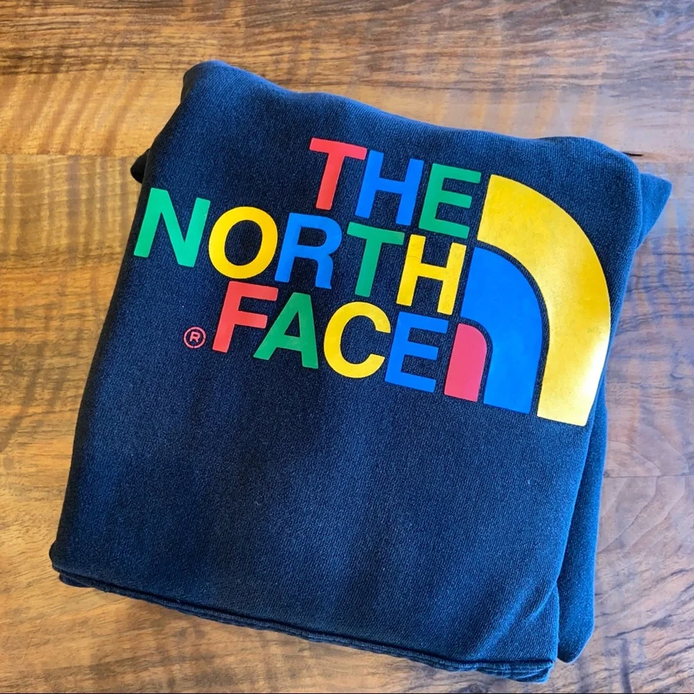 The North Face Half Dome Pullover Hoodie Sweatshirt Black Rainbow Graphic Logo